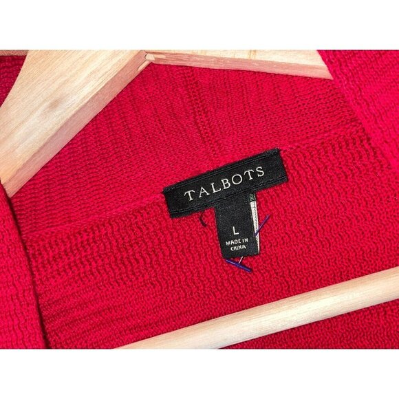 Talbots Red Open Front Cotton Blend Cardigan Sweater Women's Size Large - Picture 5 of 9
